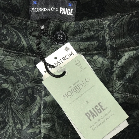 Paige Naomi Velvet Paisley Bootcut Pants Dark Forest - NWT $249 - Picture 7 of 13